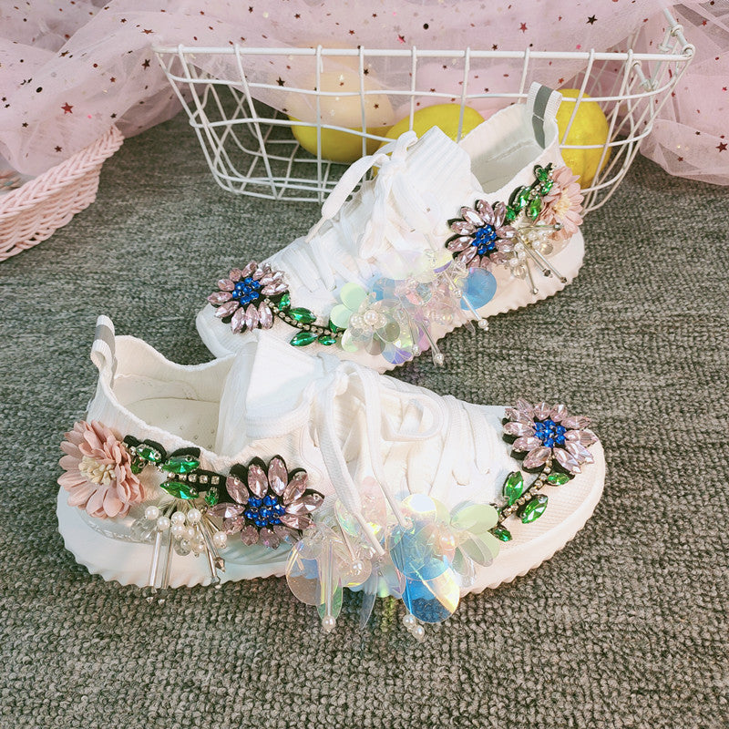 Damen Strick-Sneaker mit Keilabsatz