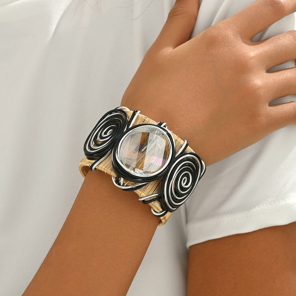 Armreif mit Zirkonia und Gewinde-Design