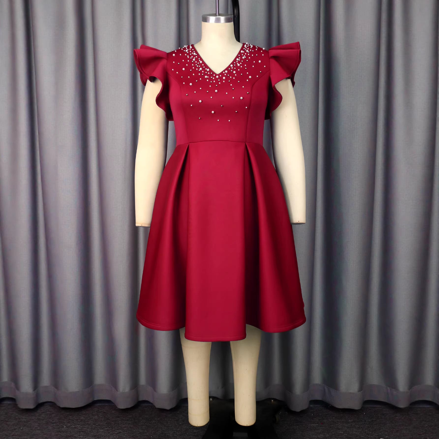 Elegantes A-Linien Midikleid mit V-Ausschnitt
