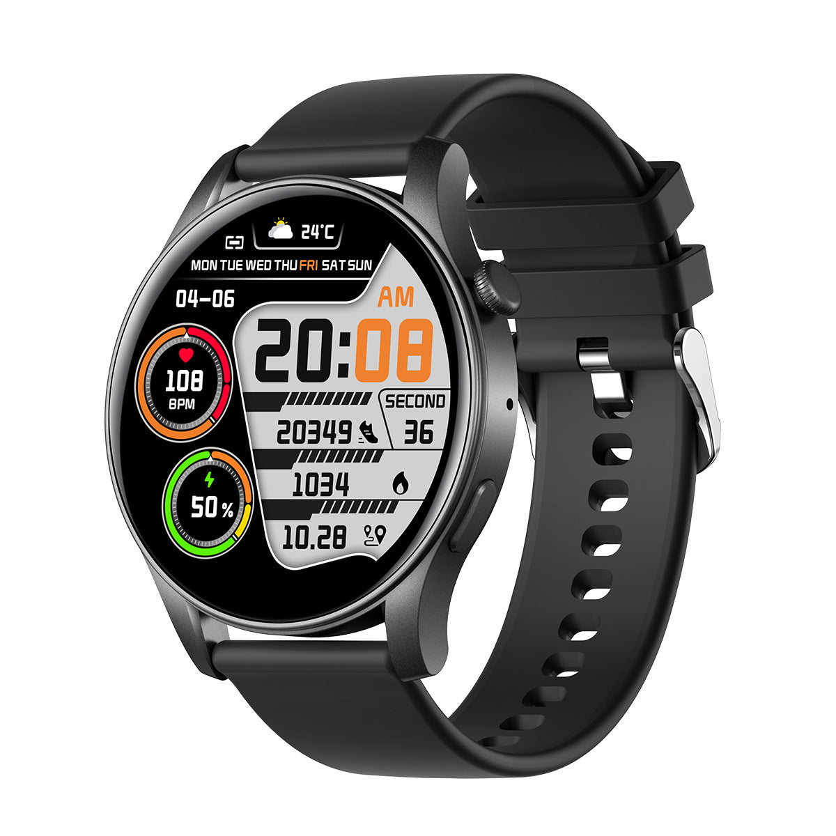 Smartwatch mit Bluetooth-Telefonie und Herzfrequenz