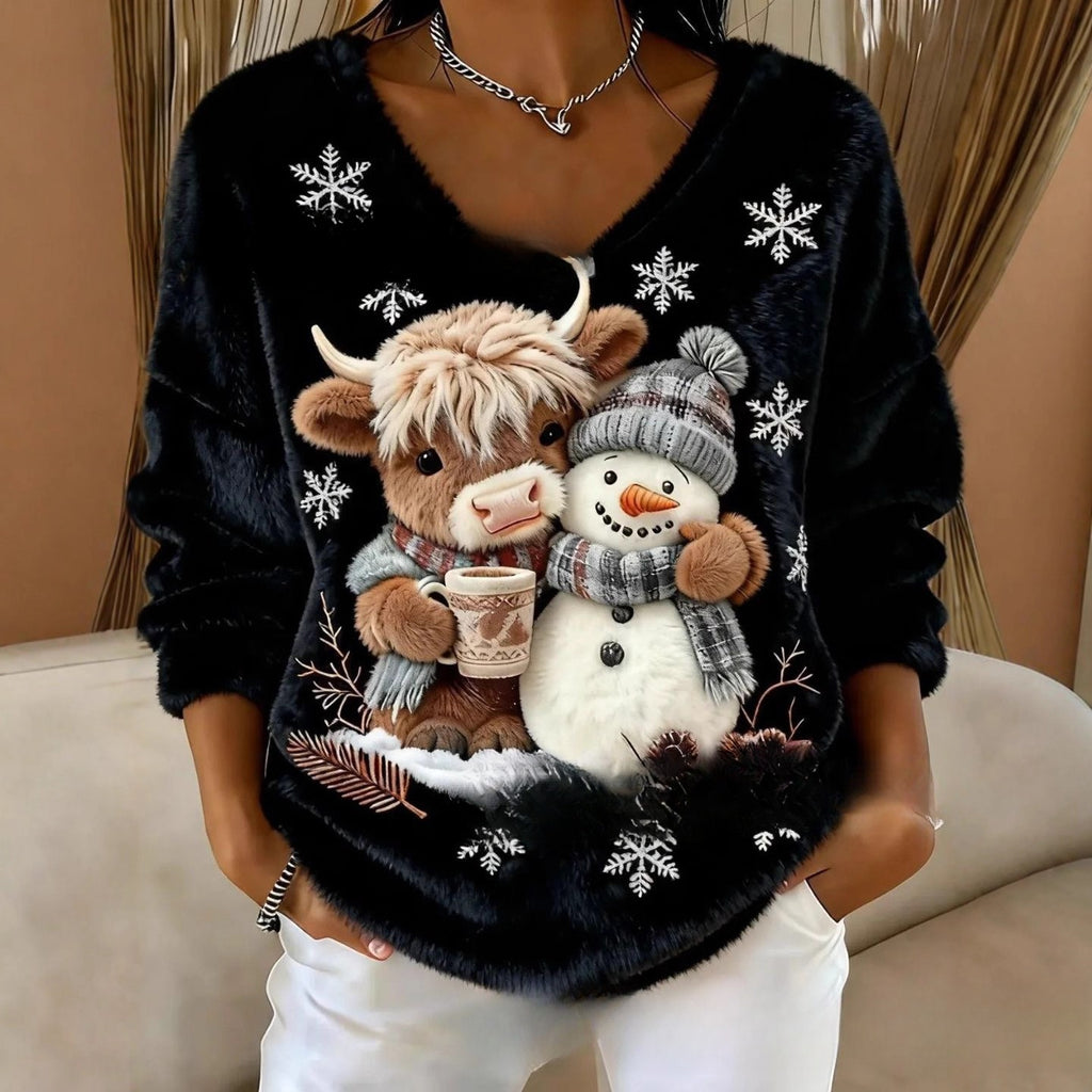 Digital bedruckter Damen V-Pullover – Bild 7 | LuxeStyle