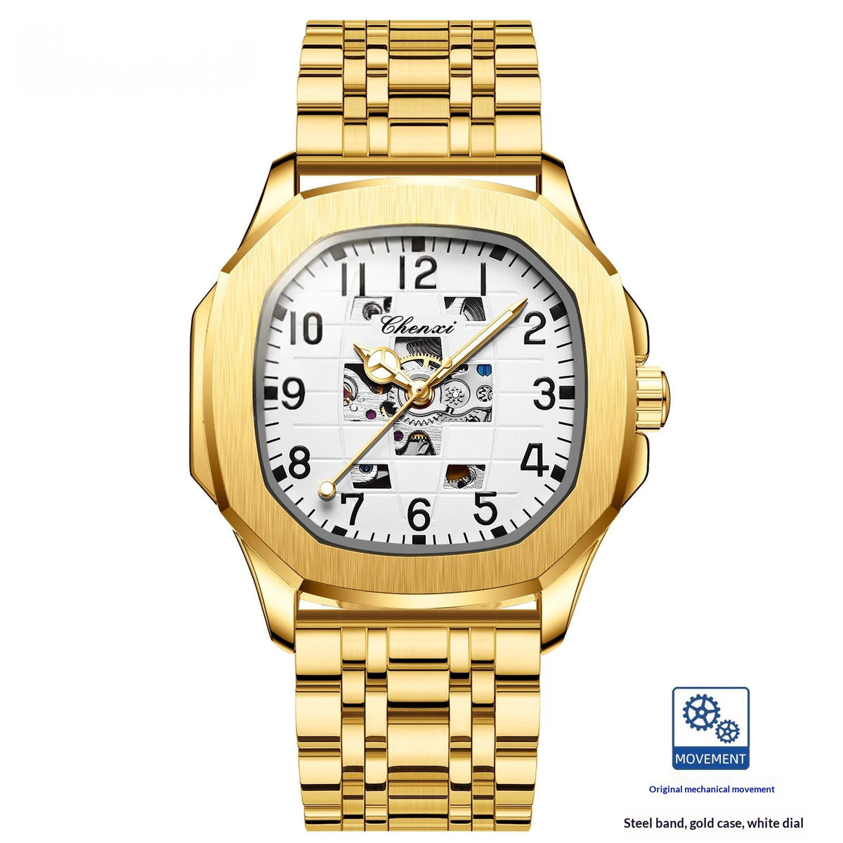 Quadratische mechanische Herrenarmbanduhr – Bild 4 | LuxeStyle