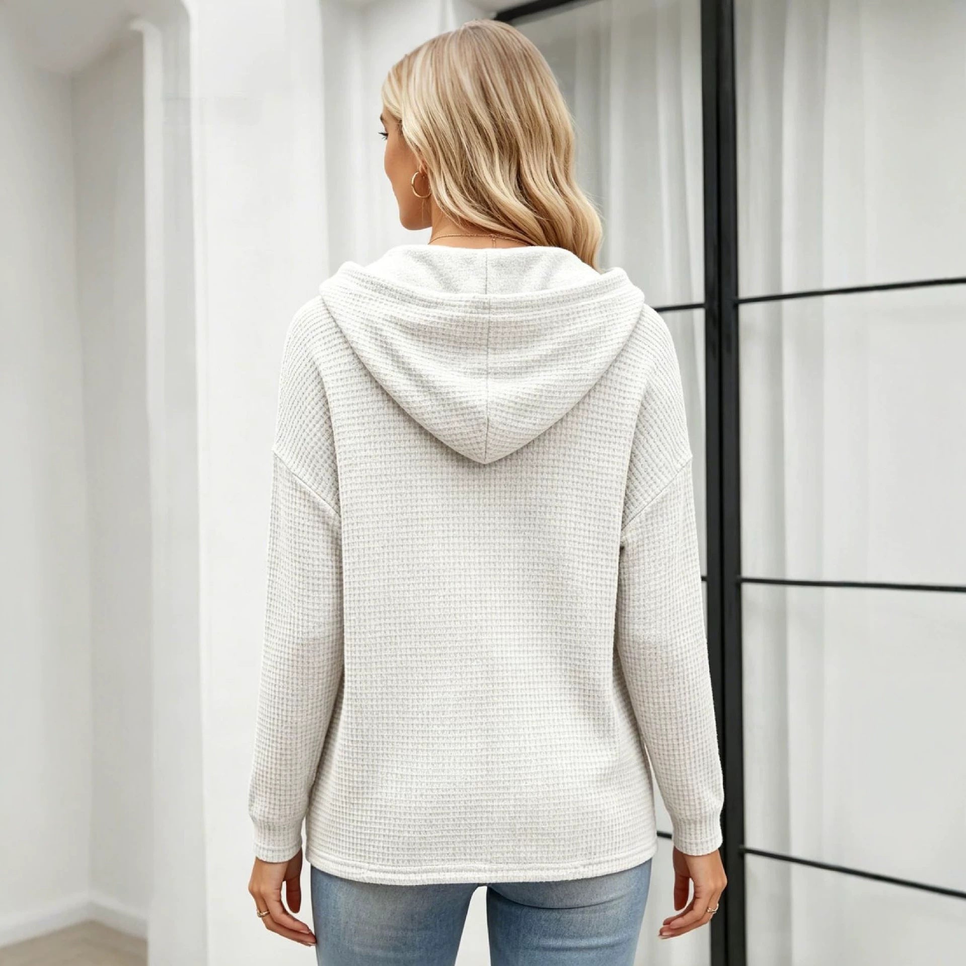 Kapuzenpullover Strick Loose-Fit Damen