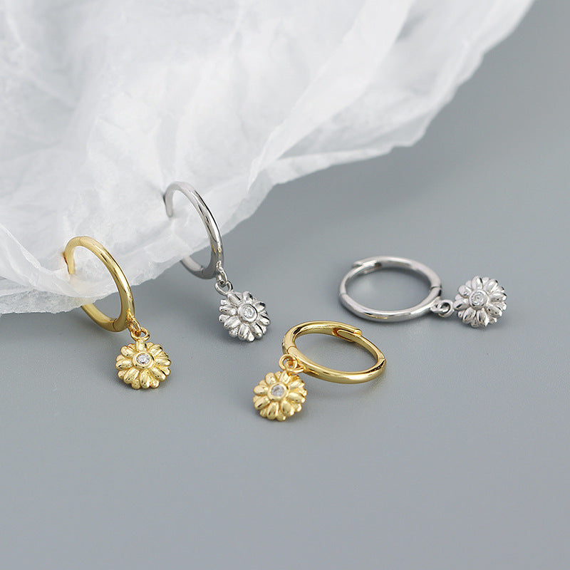 Blumen Ohrclips aus 925er Sterling Silber