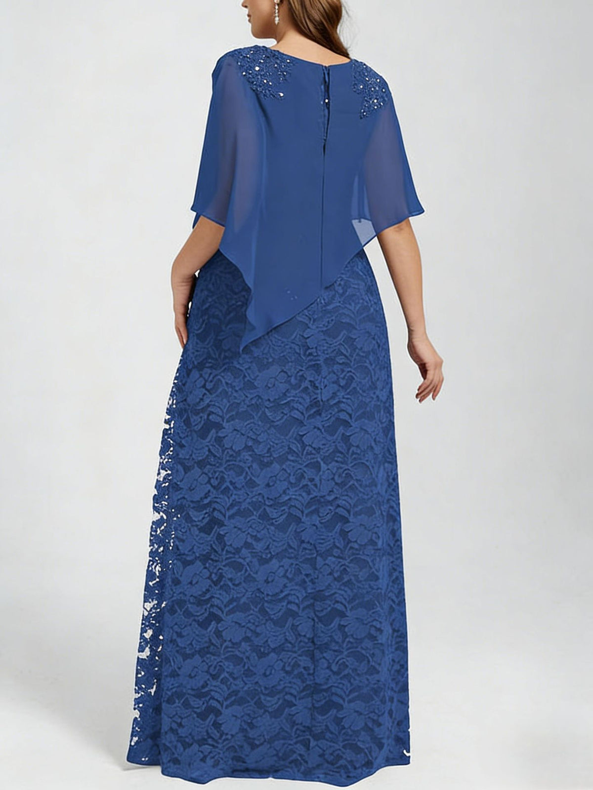 Plus-Size Spitzen-Chiffon-Kleid, lang, ärmellos – Bild 3 | LuxeStyle
