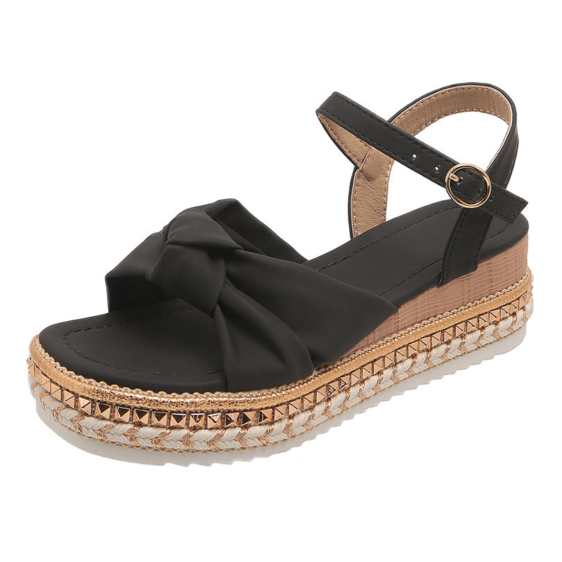 Sandalen mit Hanfseil-Details und Schnalle | LuxeStyle