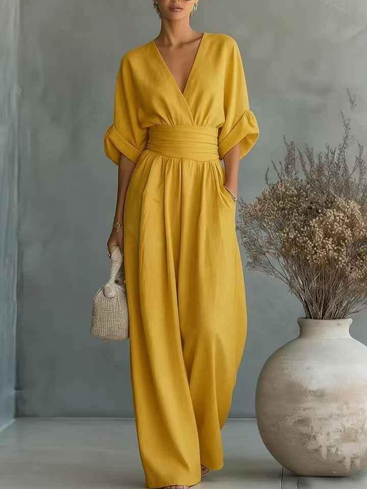 Eleganter Jumpsuit mit V-Ausschnitt