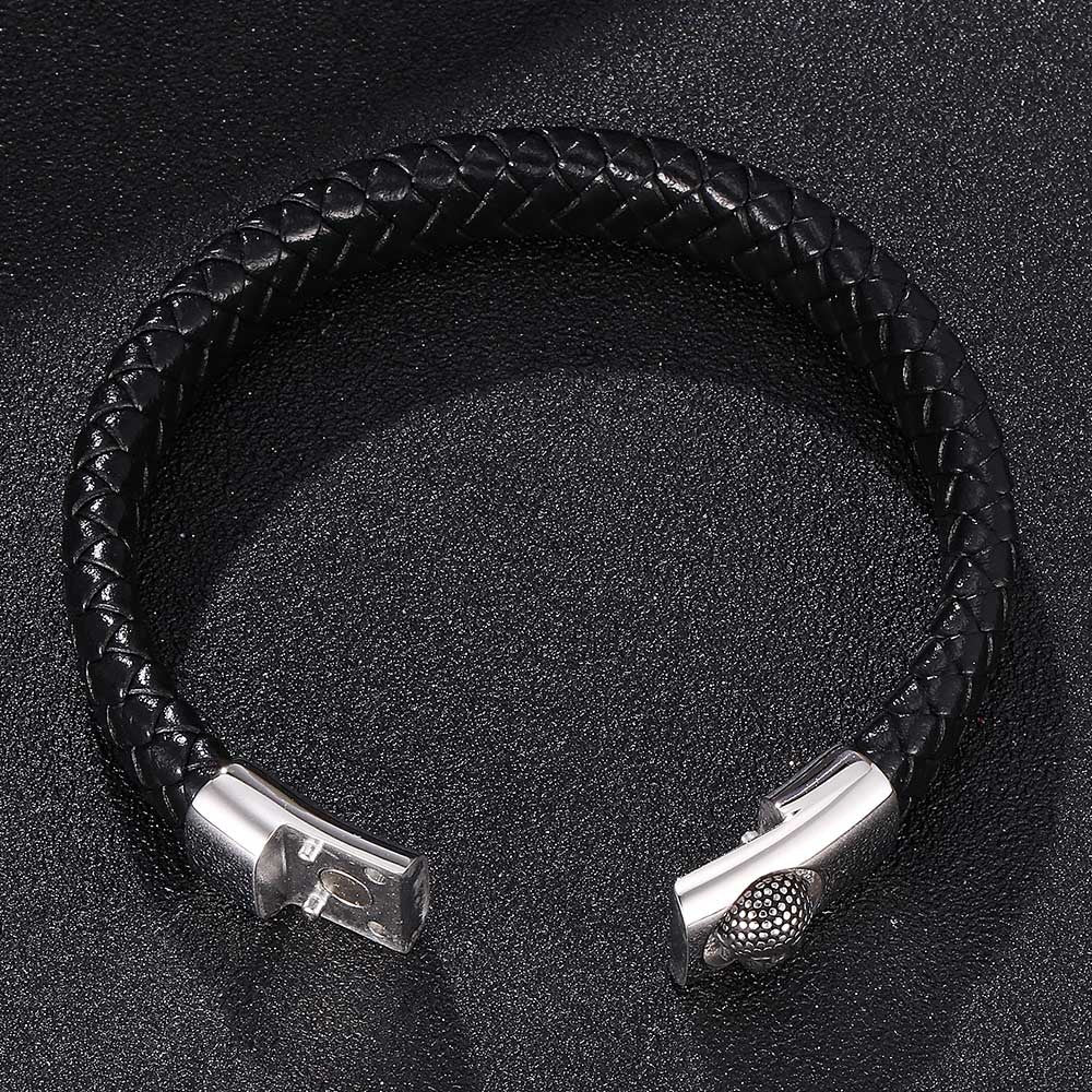 Herren-Armband aus geflochtenem Leder und Titanstahl | LuxeStyle