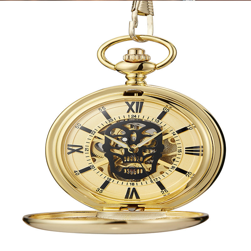 Retro-Skelett-Taschenuhr mit Klappdeckel