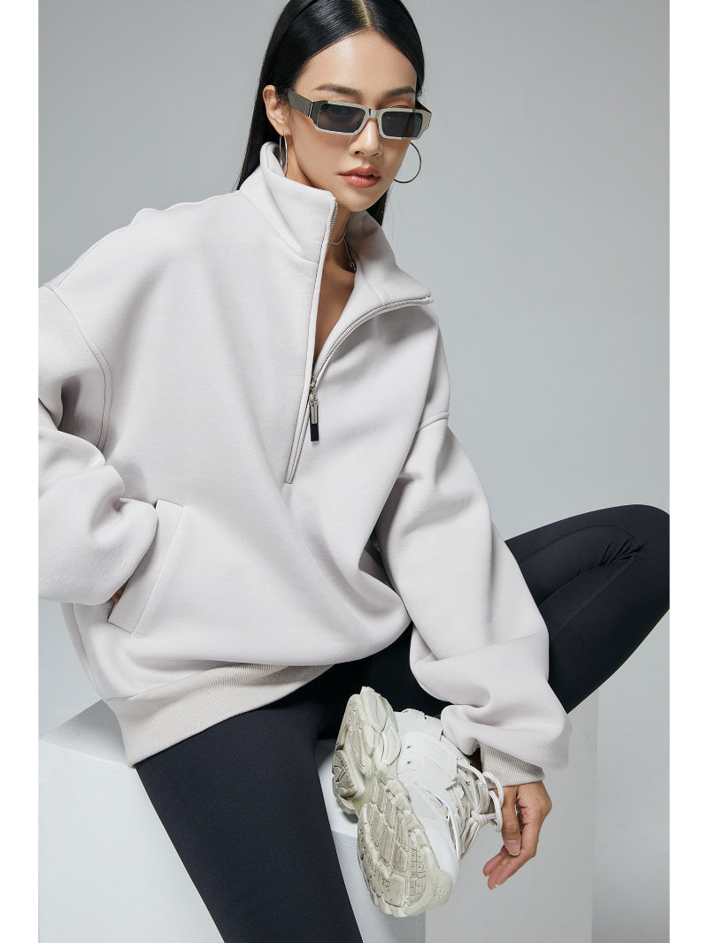 Halb-Zip Sweatshirt mit Stehkragen