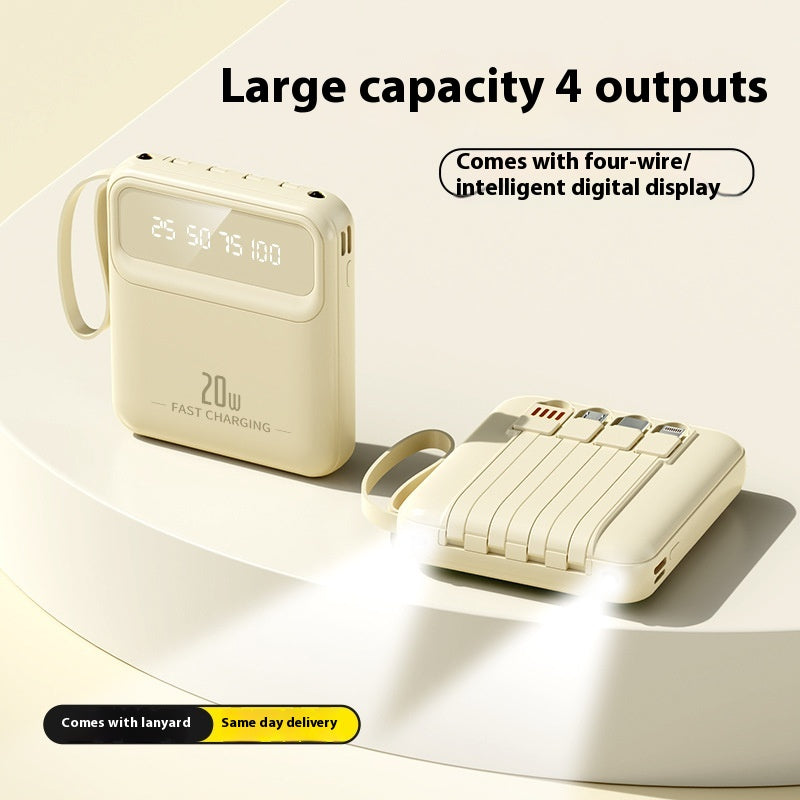 Mini Powerbank mit 4 Ladekabeln