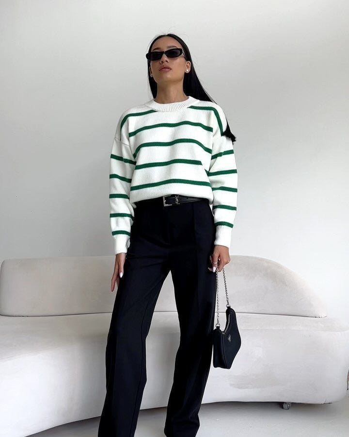 Gestreiftes Langarmshirt im Color-Blocking-Stil – Bild 1 | LuxeStyle
