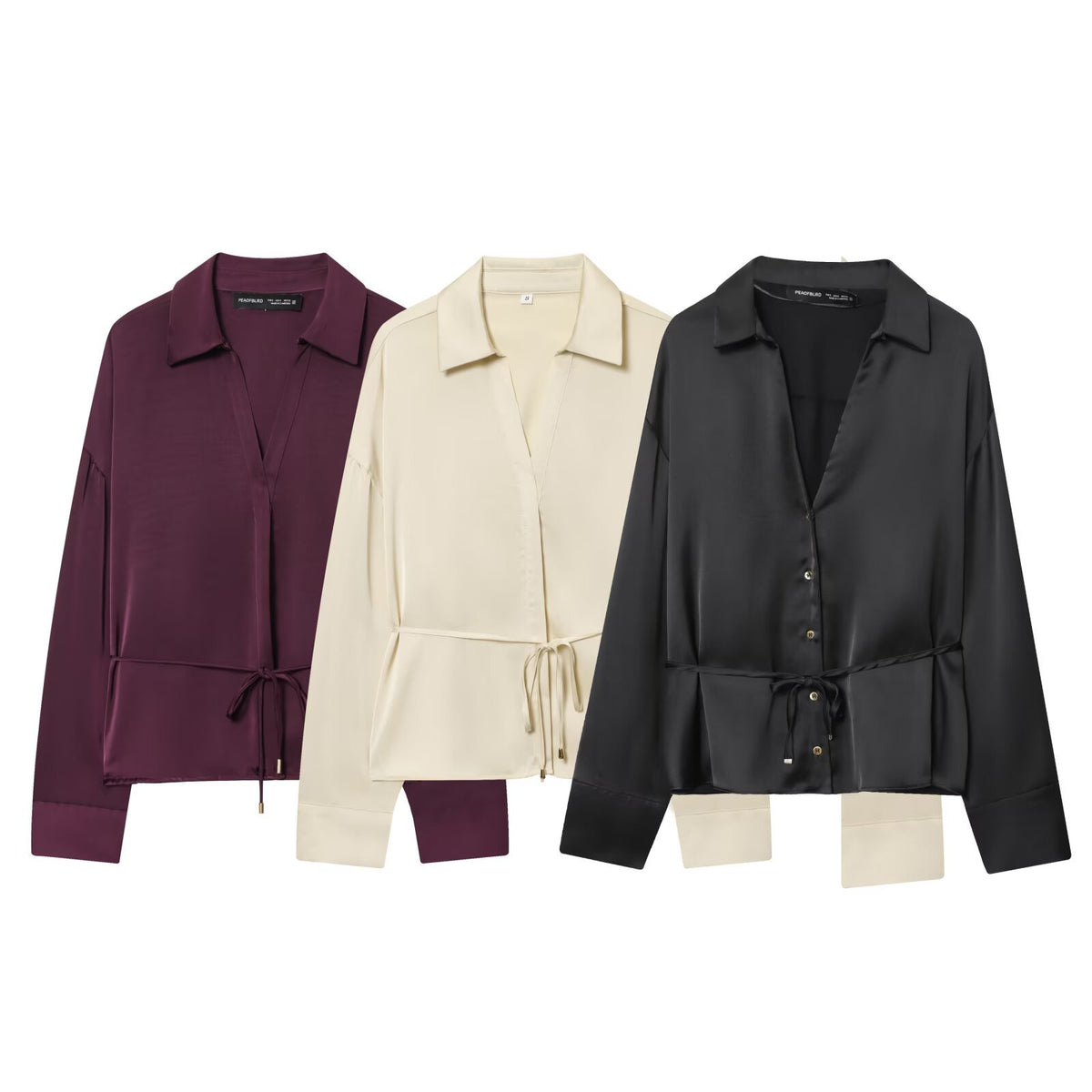 Seidenmatt-Bluse mit Taillengürtel | LuxeStyle