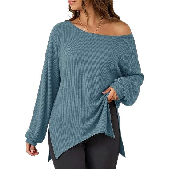 Langarmshirt mit Rundhals und Saumschlitz