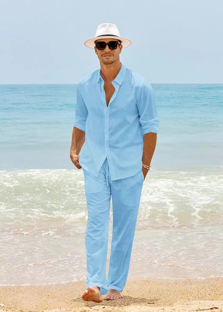 Herren Freizeit-Set Langarmshirt und Hose – Bild 7 | LuxeStyle