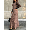 Elegantes A-Linien Mesh-Kleid mit Leo-Print