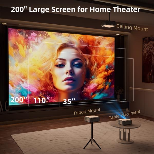 1080P 4K 12000-Lumen-Beamer mit WiFi/Bluetooth