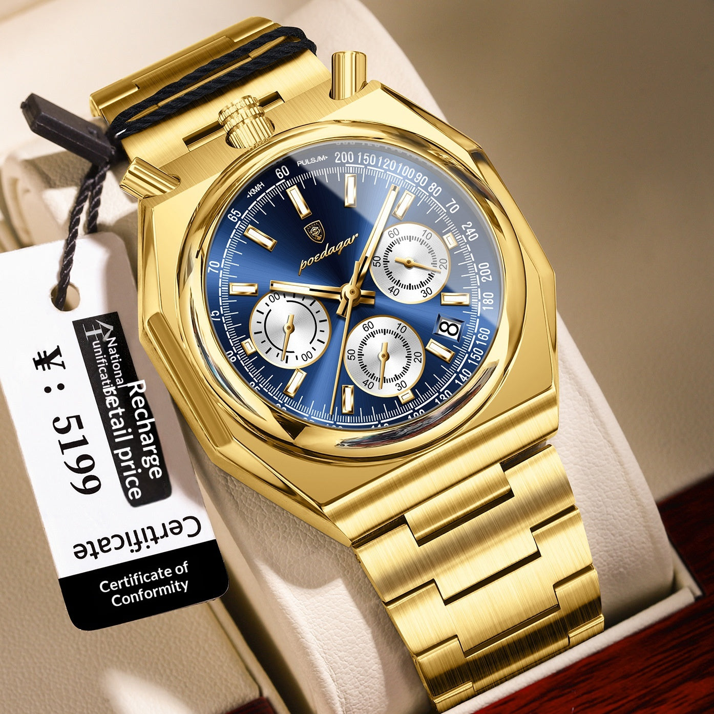 Wasserdichte Herrenuhr mit Multifunktion Quarzwerk