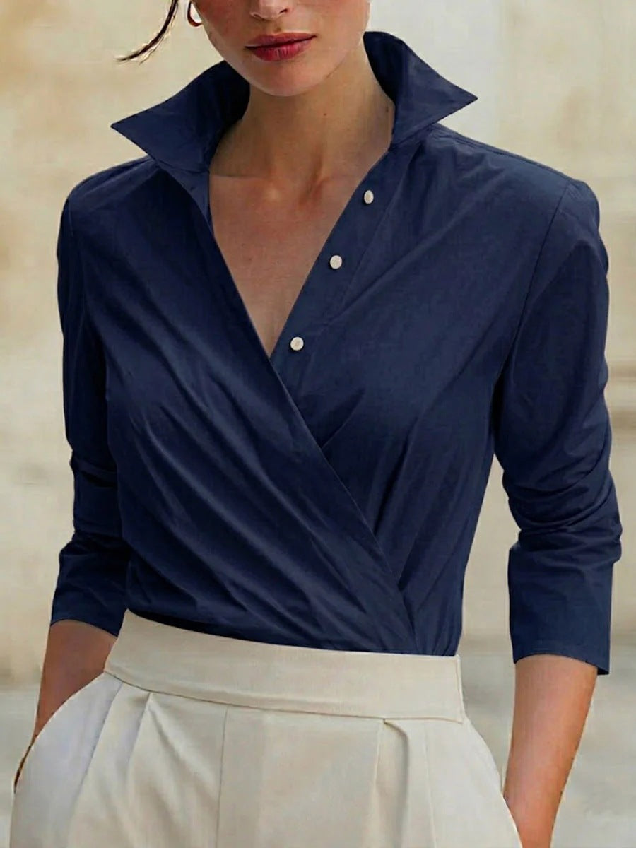 Plissiertes 3/4-Arm Shirt für Damen
