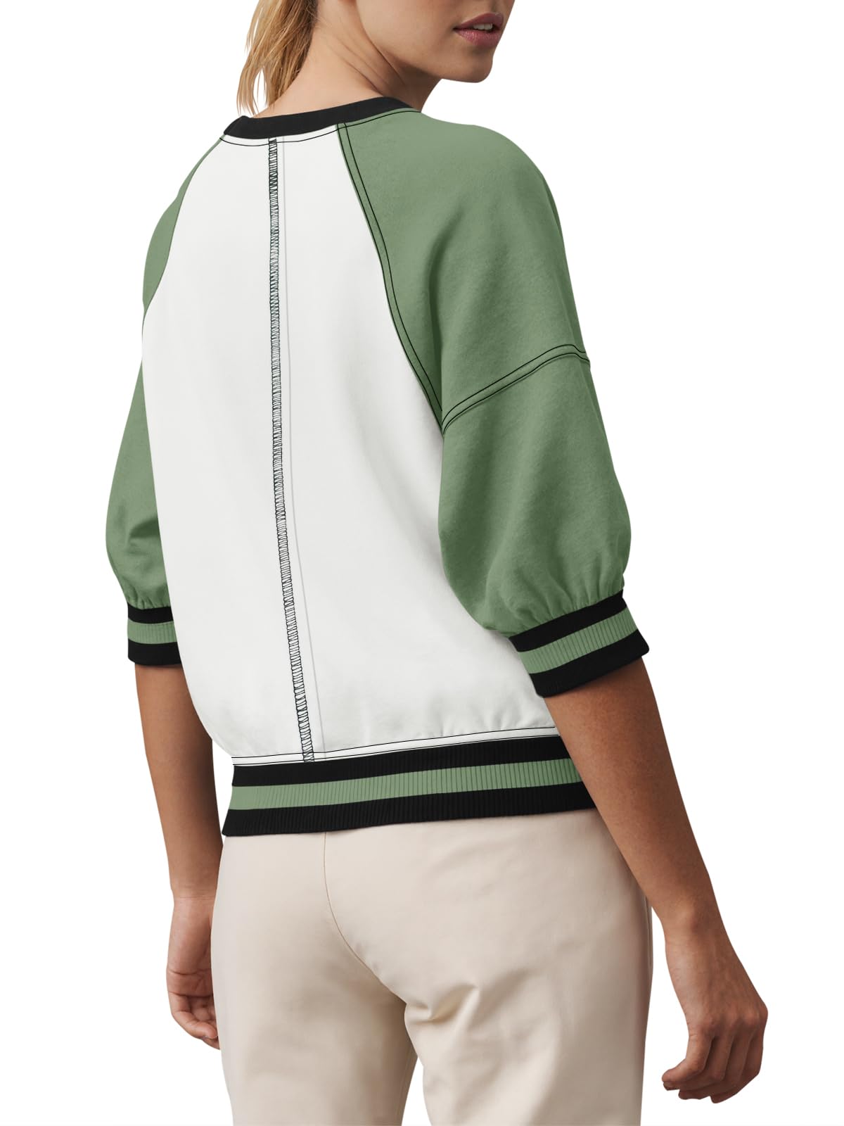 Fisoew Crewneck Sweatshirt mit halbem Raglanarm