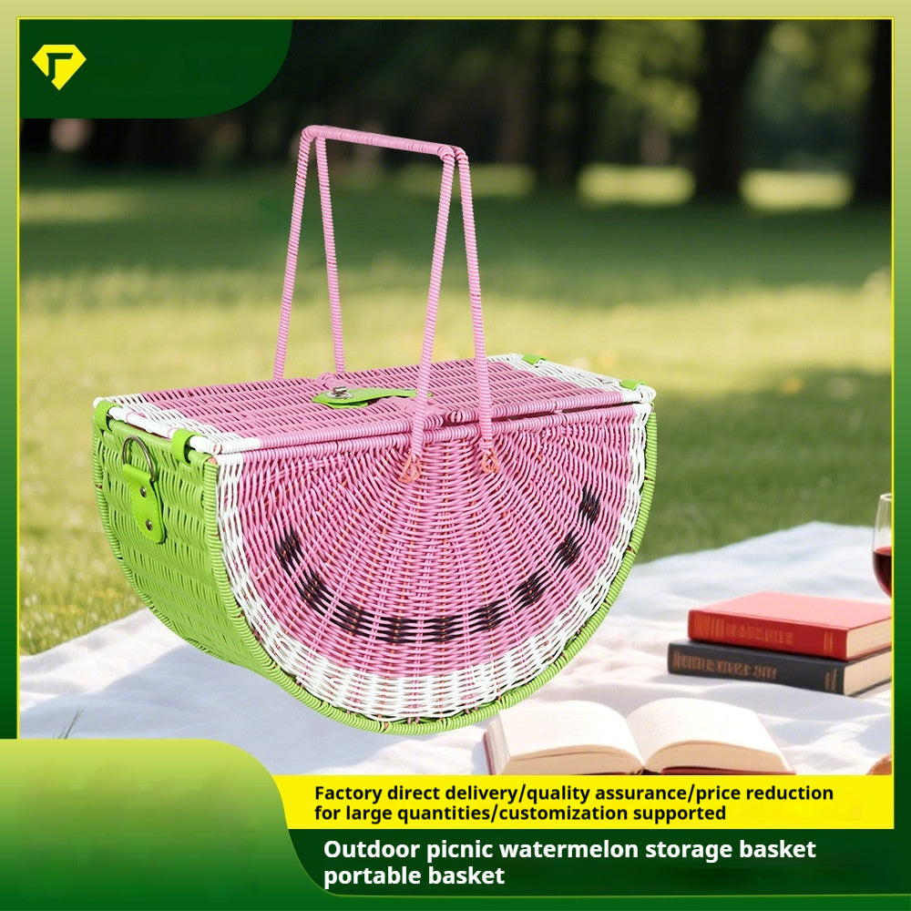 Handkorb aus Rattan, Wassermelonen-Design | LuxeStyle