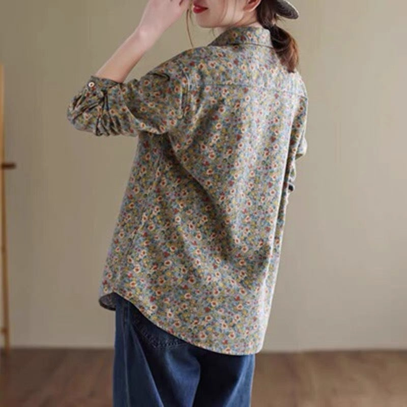 Bluse mit Blumenmuster, langärmlig
