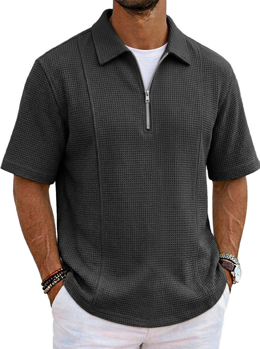 Sportliches Halb-Zip Polo-Shirt mit U-Boot-Ausschnitt