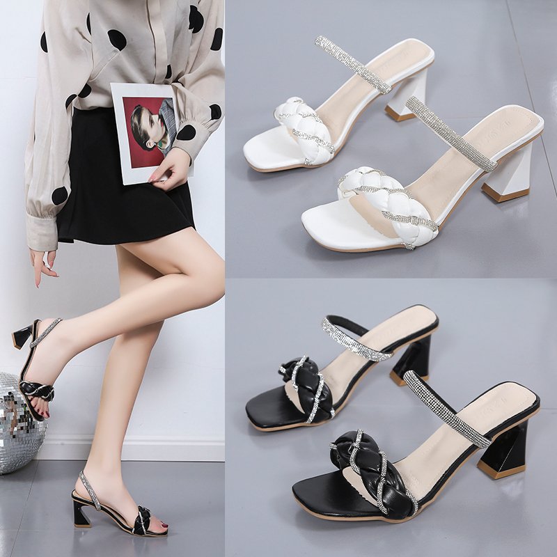 Sandalen mit Strass und geflochtenen Riemen – Bild 4 | LuxeStyle