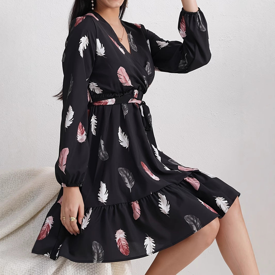 Kleid mit elastischem Bund, Druckmuster, langärmlig – Bild 3 | LuxeStyle