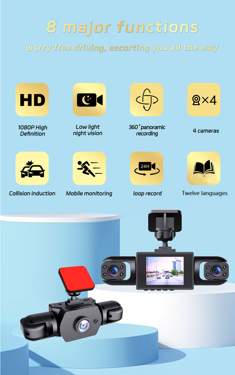 Allround-Dashcam mit 4 Linsen