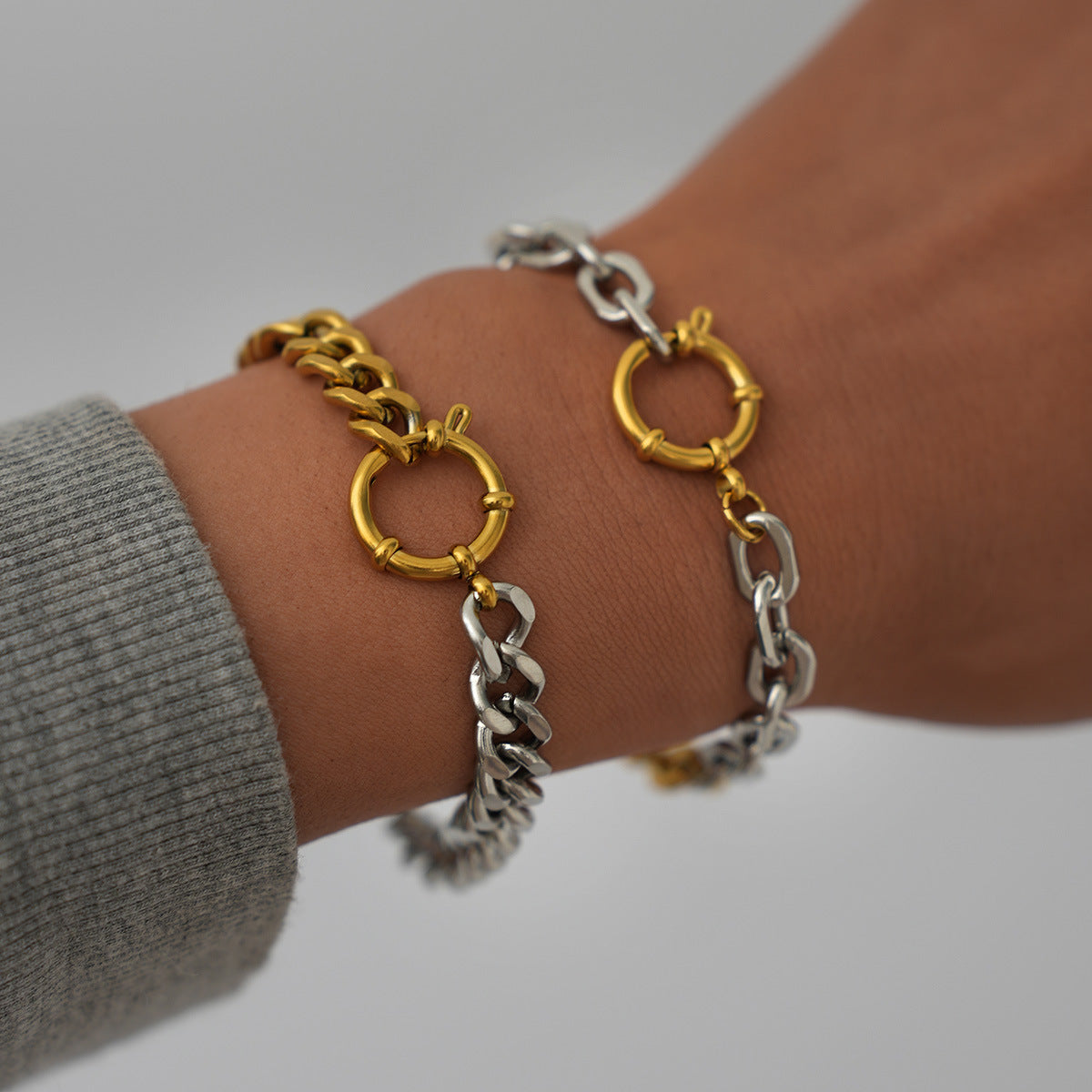 Edelstahl-Doppelton-Zweifarben-Armband – Bild 1 | LuxeStyle