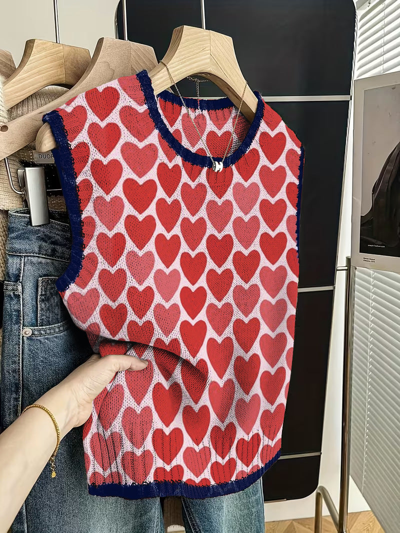 Retro Color-Block Strickweste für Damen