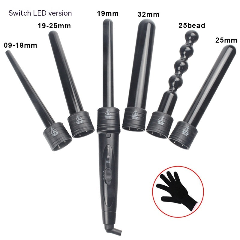6-in-1 Lockenstab & Glätteisen mit LED-Anzeige