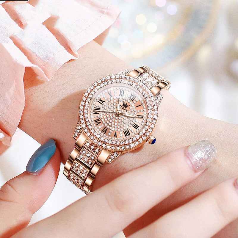 Trendige Damenuhr mit Diamant-Zifferblatt