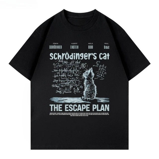 T-Shirt mit Schrödinger's Katze Print