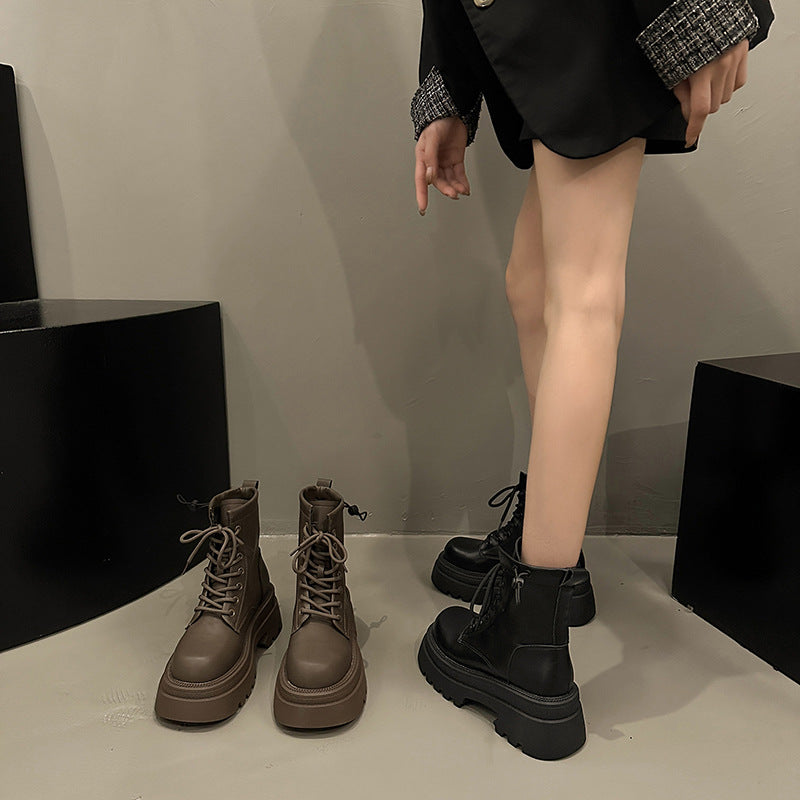 Vintage Chunky-Heel Platform Kurzstiefeletten