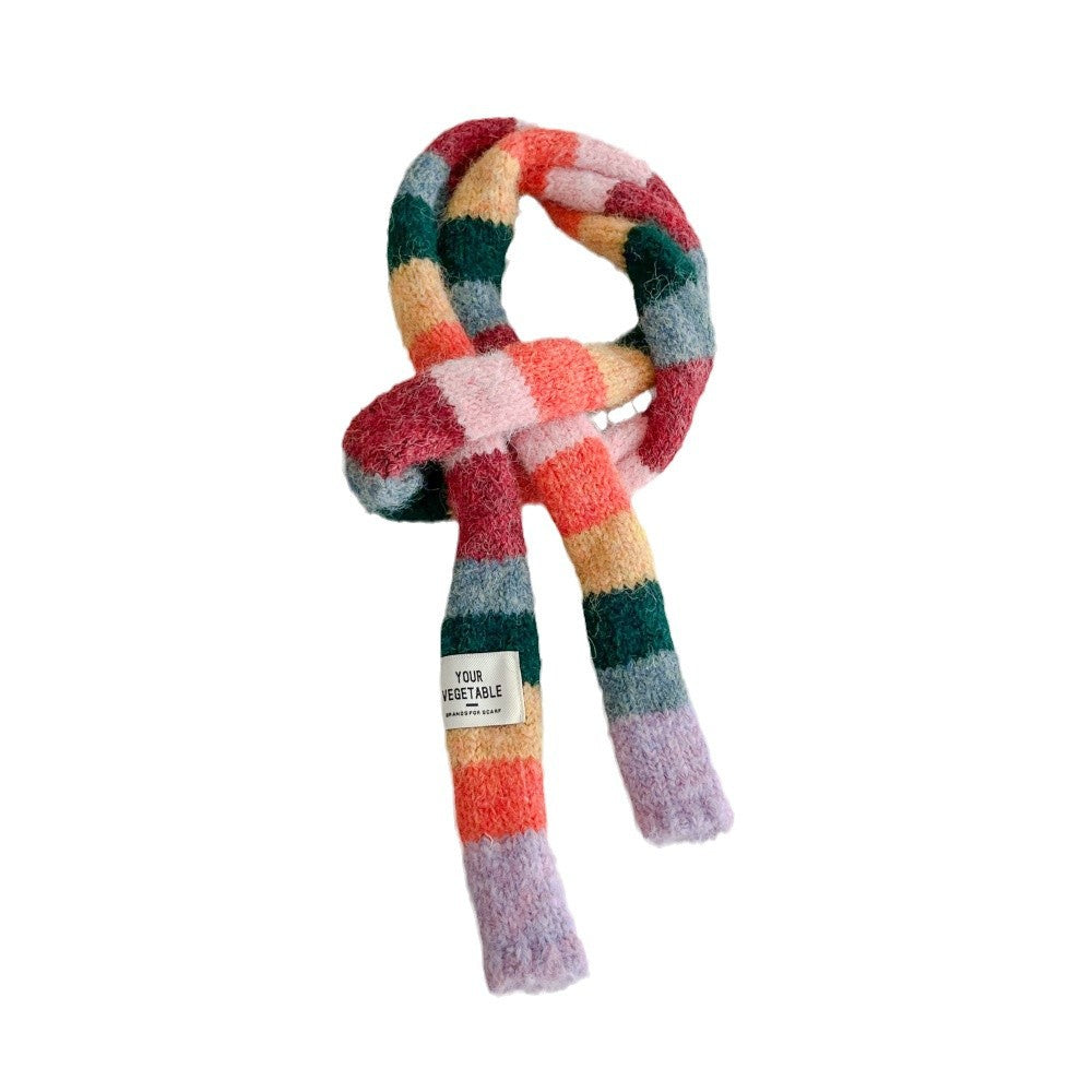 Buntes, schmaler Retro-Schal in Regenbogenfarben – Bild 11 | LuxeStyle