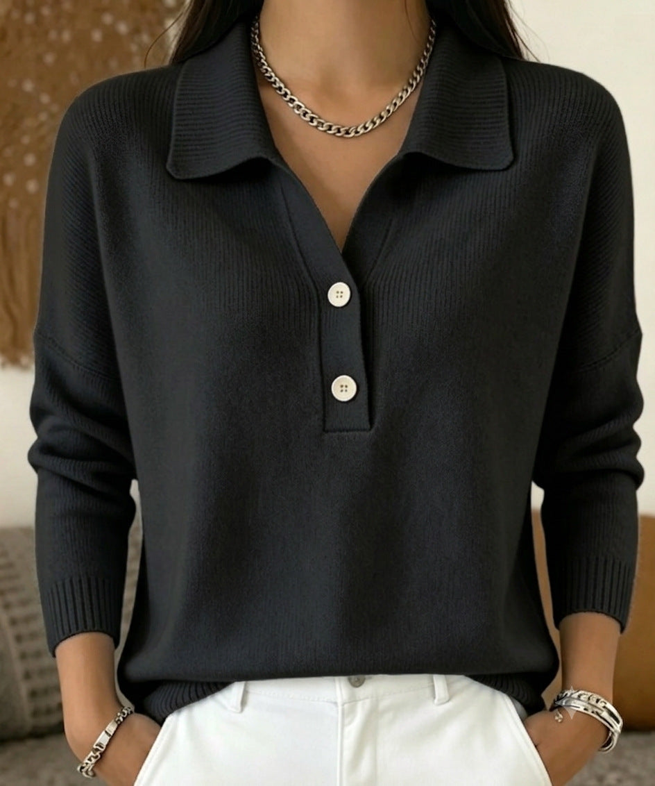Knitpullover mit geradem Kragen