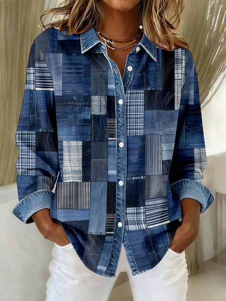 Polyester-Bluse mit Kragen – Bild 3 | LuxeStyle