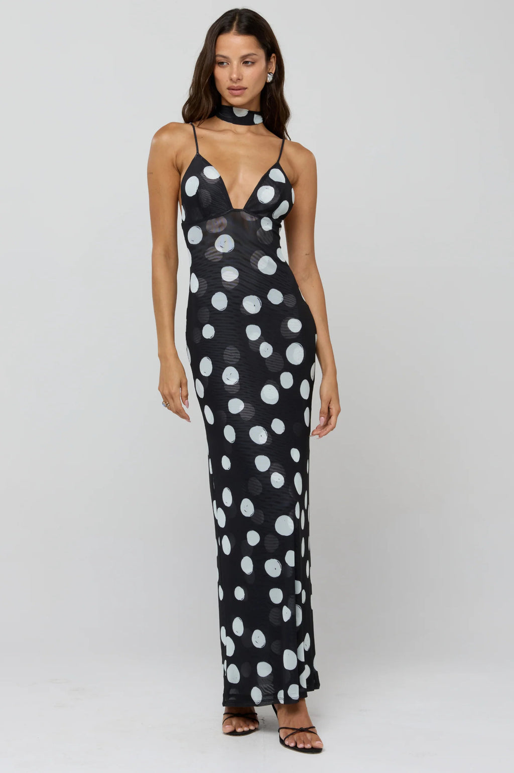 Neckholder-Kleid mit Polka Dots