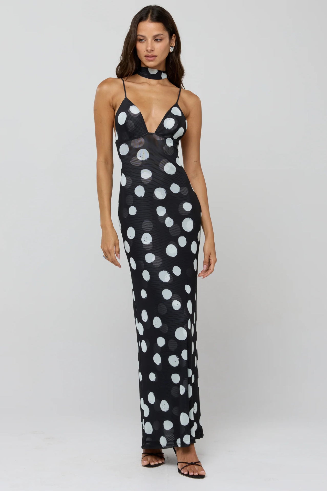 Neckholder-Kleid mit Polka Dots