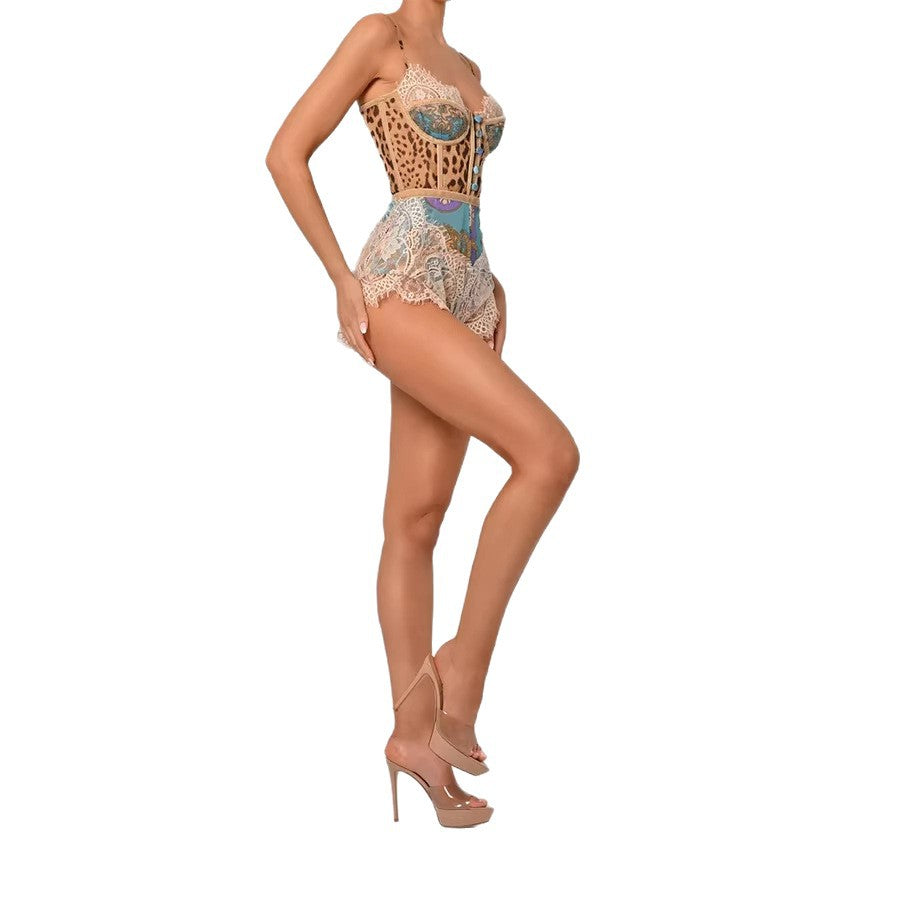 Eleganter Spitzen-Jumpsuit mit Print