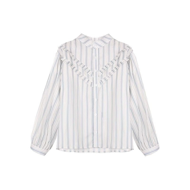 Chic geraffte Doppel-Layer Bluse im Vintage-Stil – Bild 6 | LuxeStyle