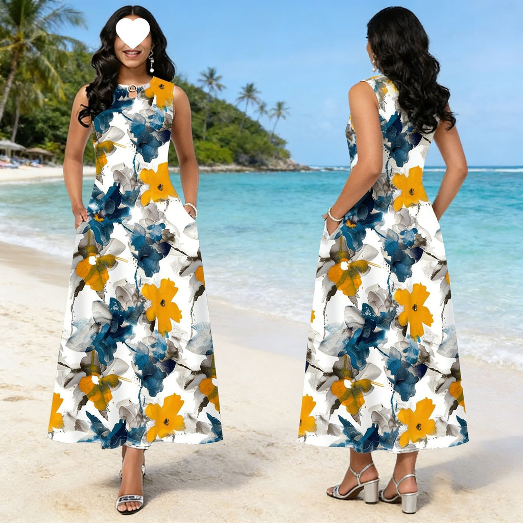 Maxikleid mit Tropenmuster