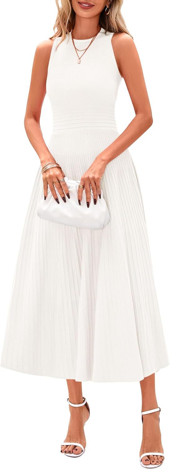 Ärmelloses Midikleid mit A-Linie und Falten – Bild 12 | LuxeStyle