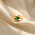 Retro-Stil Smaragd-Diamant-Goldring