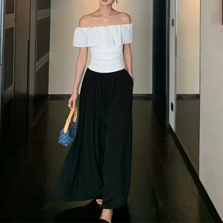Runaway Girl Off-Shoulder T-Shirt mit Rüschen