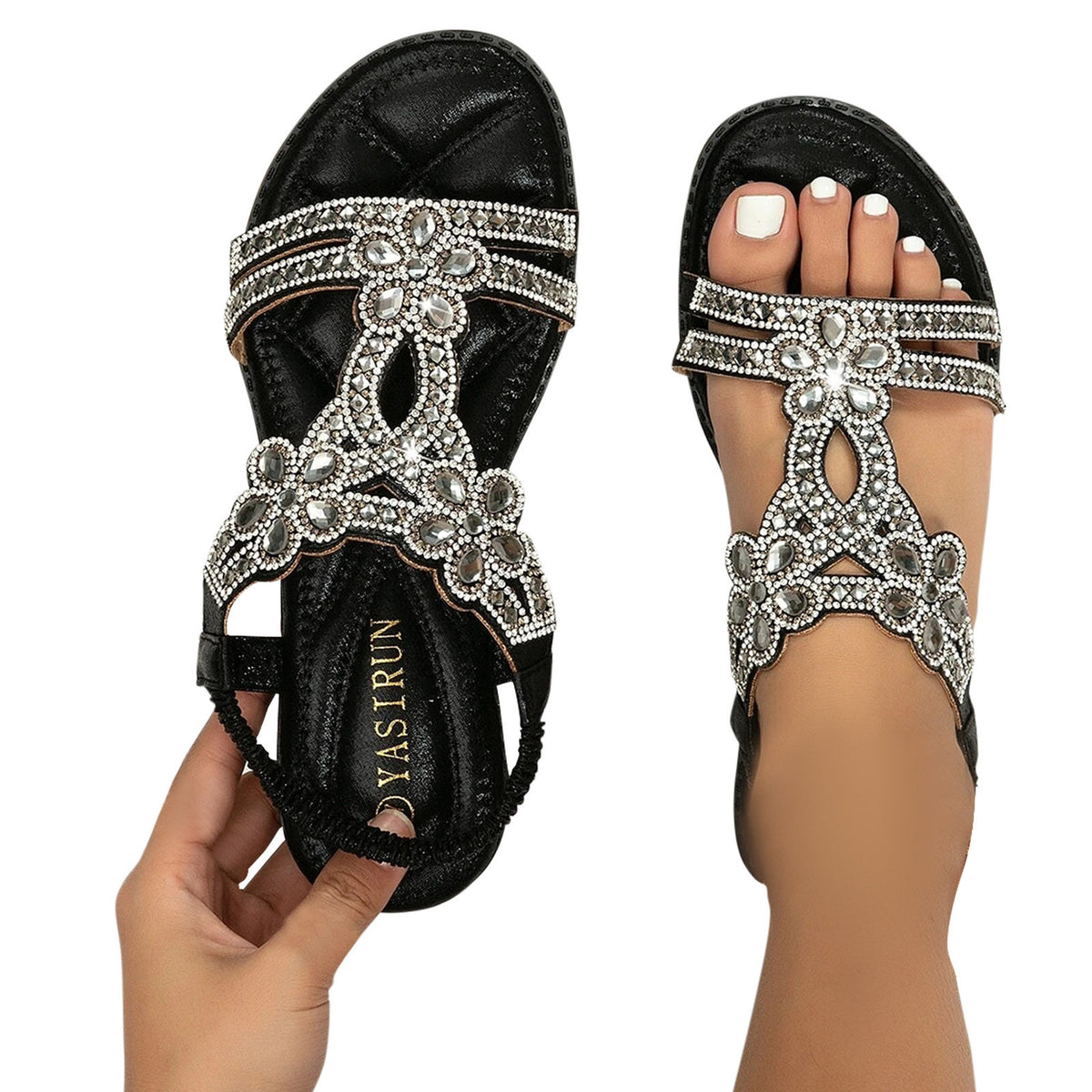Bohemian Sandalen mit Strassblumen – Bild 20 | LuxeStyle