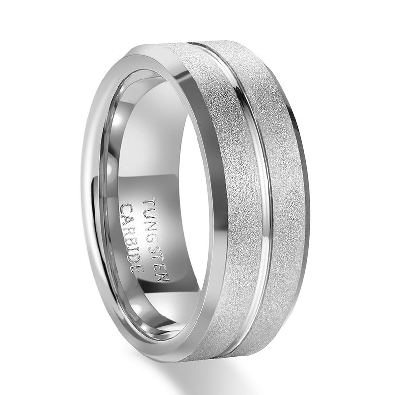 Wolframstahlring mit Gold-Finish und Sandstrahl-Rillen – Bild 2 | LuxeStyle