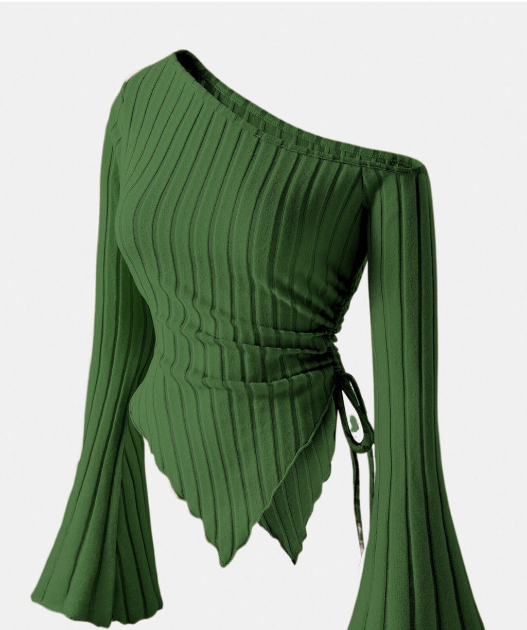 Off-Shoulder Shirt mit asymmetrischem Saum